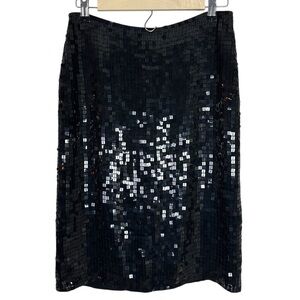 VINTAGE Identity by Lord & Taylor Black Silk Sequin Skirt Size 4